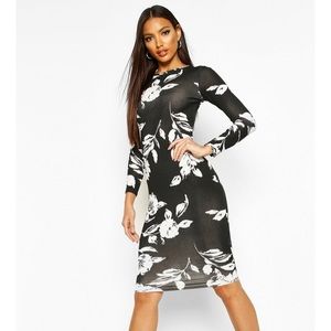 Long sleeve midi body on dress